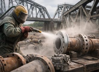 Пескоструйная обработка трубопроводов, ферм, мосты и их комплектующие